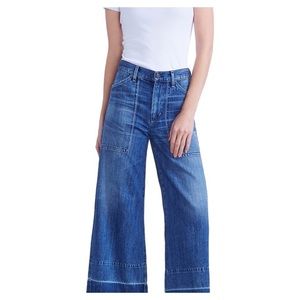 Citizens Of Humanity Wide-Leg Patch Pocket Jeans in Medium Blue